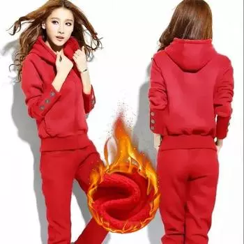 Женский зимний комплект из 2 предметов с капюшоном, плюшевый тонкий спортивный костюм с высокой талией, мешковатые толстые прямые брюки, корейский размер oversize XXXL чёрный