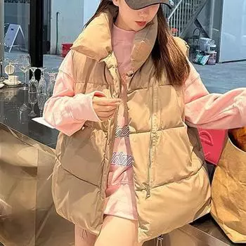 Женский зимний короткий хлопковый жилет «Джокер», свободная тонкая пуховая куртка с хлопковой подкладкой, пальто M чёрный