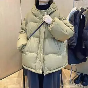 Женский зимний легкий пуховик, высококачественное термопальто с капюшоном и белым утиным пухом M