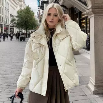 Женский зимний модный и темпераментный хлебный костюм, короткий хлопковый костюм, свободное пальто с капюшоном S красный