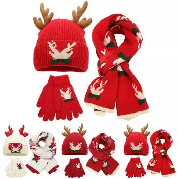 Женский зимний модный комплект из трех предметов: шапка, шарф, перчатки, защищающий от холода One Size красный