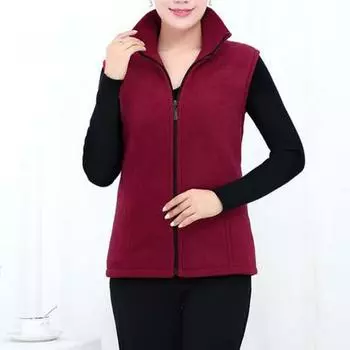 Женский зимний осенний жилет с воротником-стойкой, защита шеи, без рукавов, чистый цвет, кардиган на молнии, толстый плюшевый мягкий карман, жилет для матери среднего возраста 2XL серый