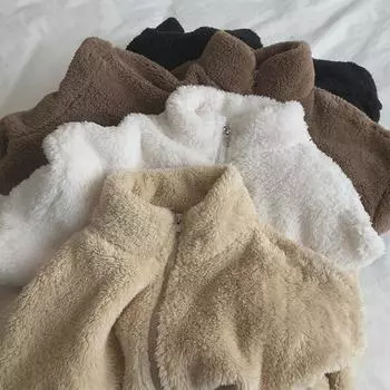 Женский зимний плюшевый флисовый свитер на молнии