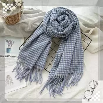 Женский зимний популярный клетчатый шарф, имитация кашемирового шарфа, универсальный и теплый клетчатый платок, длинный шарф с кисточками 200x70cm