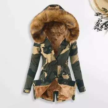 Женский зимний пуховик из искусственного меха с флисовой подкладкой, застежка на молнию, кнопка, ветрозащитный, средний S жёлтый