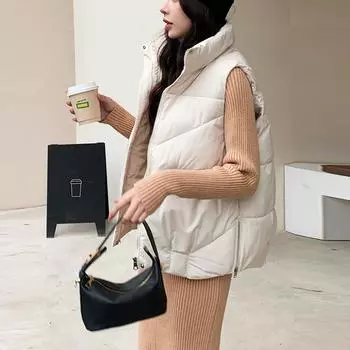 Женский зимний пуховик куртка ветровка куртка без рукавов жилет парки для женщин корейская одежда XL чёрный