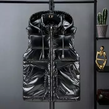 Женский зимний пуховый хлопковый жилет, блестящий жилет средней длины, теплый жилет, пальто M серебряный