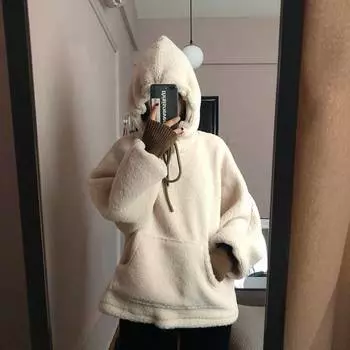 Женский зимний пуловер больших размеров с утолщенной подкладкой, свободный свитер, куртка, теплые повседневные топы с капюшоном 3XL