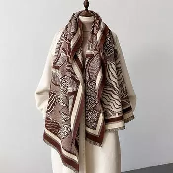 Женский зимний шарф, кашемировые шали и палантины, Bufandas, цветочный принт, теплые толстые шарфы, одеяло для леди, 2024 г., новинка