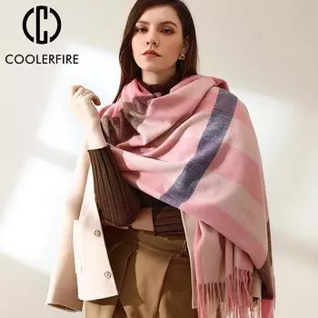 Женский Зимний Шарф Модельер Роскошные Вязаные Шали Согреться Открытый Путешествия Подарок Кашемир Длинный Женский Плед Шарф AC2133 180CM синий