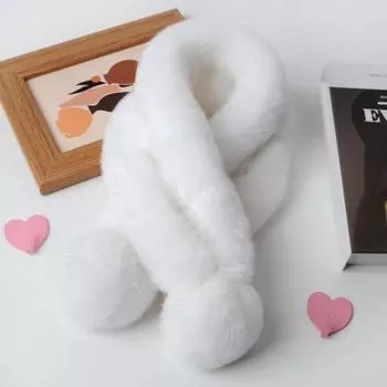 Женский зимний шарф, мягкий плюшевый шар, декор из искусственного меха, толстый, уютный, теплый для шеи, сплошной цвет, крест, ветрозащитный, термомоющийся, декоративный женский шарф на шею 70cm хаки