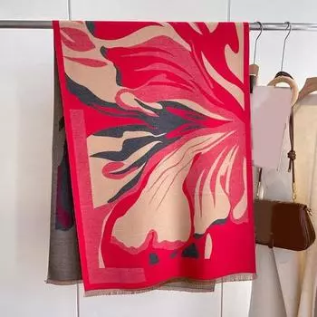 Женский зимний шарф, термоветрозащитный, широкий, длинный, с цветными блоками, утолщенный, мягкий, роскошный, легкий, защита шеи, солнцезащитный крем, женская дорожная шаль розовый