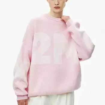 Женский зимний свитер большого размера с надписью «Письмо», женский повседневный вязаный свободный свитер с круглым вырезом и надписью «Письмо», зеленый свитер L синий