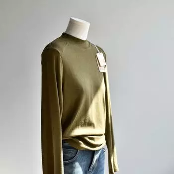 **Женский зимний свитер французской вязки Meiyabi со средней горловиной** XXL (120-140 lbs) оливковый