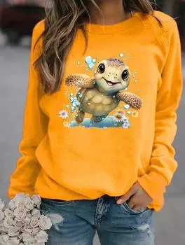 Женский зимний свитер с капюшоном с круглым вырезом и длинными рукавами, украшенный различными популярными узорами S