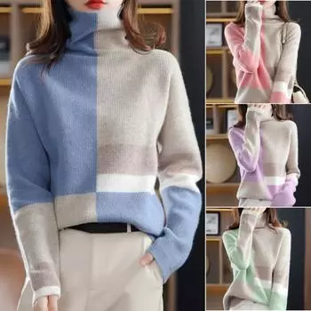 Женский зимний свитер, соответствующий цвету, защитный пуловер для шеи, вязаный весенний свитер для студентов 2XL зелёный