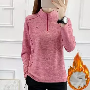 Женский зимний свободный топ больших размеров для улицы, плюшевый, с длинным рукавом, зимний пуловер с V-образным вырезом и молнией, теплый, с длинным рукавом 5XL