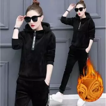 Женский зимний теплый комплект из 2 предметов: топ с капюшоном и брюки 3XL