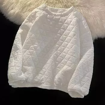 Женский зимний теплый пуловер с длинными рукавами в ромбовидную клетку 3XL