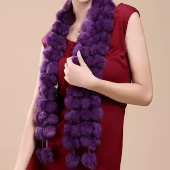 Женский зимний теплый шарф из искусственного меха кролика 2024 женские шарфы фиолетовый