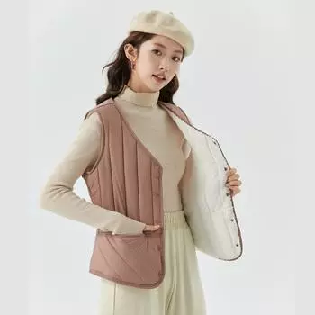 Женский зимний теплый утолщенный домашний молодежный жилет из овечьей шерсти и хлопка для женщин, модные и теплые модели M