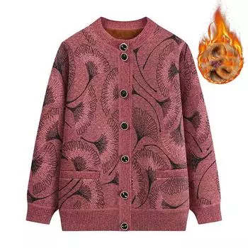 Женский зимний теплый вязаный кардиган на молнии с ретро-подкладкой, утолщенный кардиган с узором «вязаный топ» XXXXL