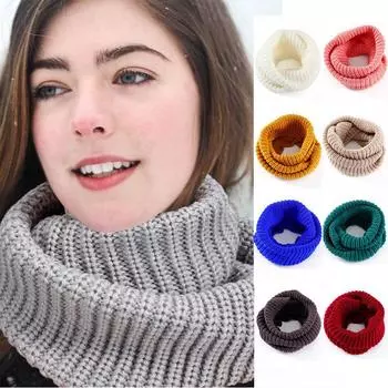 Женский зимний теплый вязаный шарф унисекс Infinity 2 Circle с капюшоном и шалью 70cm 30cm бежевый