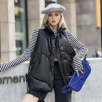 Женский зимний тонкий хлопковый жилет с лацканами Joker, свободный и удобный жилет больших размеров M белый