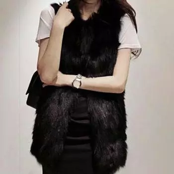 Женский зимний тонкий жилет без рукавов с v-образным вырезом, однотонная куртка с открытым передом, утолщенный теплый жилет из искусственного меха, верхняя одежда, уличная одежда M чёрный