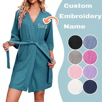 Женский зимний удлиненный толстый халат с вышивкой имени своими руками, мягкий халат, пальто-халат XXXL чёрный