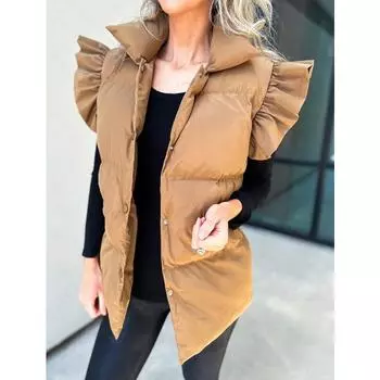 Женский зимний утепленный теплый жилет, пальто, женские повседневные уличные куртки без рукавов Chalecos para mujeres S чёрный