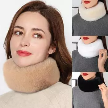 Женский зимний утолщенный теплый модный универсальный плюшевый шарф с накладным воротником для взрослых, однотонный цвет 50CM