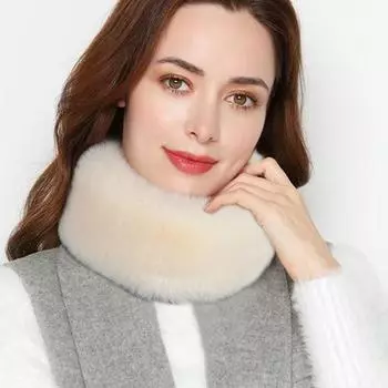 Женский зимний утолщенный теплый модный универсальный плюшевый шарф с накладным воротником для взрослых, однотонный цвет 50CM