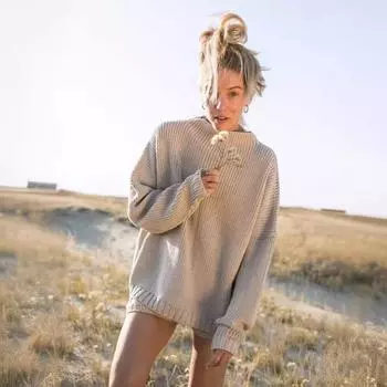 Женский зимний вязаный свободный повседневный однотонный свитер большого размера S хаки