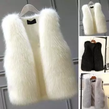 Женский зимний жилет из искусственного меха, уютный пушистый, мягкий, толстый, однотонный, без рукавов, с открытой строчкой, спереди, кардиган, облегающий морозостойкий женский жилет больших размеров 3XL серый