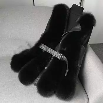 Женский зимний жилет, пальто, толстый пушистый искусственный мех, уютный сплошной цвет, без рукавов, на пуговицах, декор пояса, сплошной цвет, ветрозащитный, искусственная кожа, лоскутное шитье M бежевый