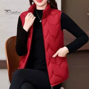 Женский зимний жилет, пальто, утолщенный, с воротником-стойкой, защита шеи, без рукавов, верхняя одежда, застежка-молния, однотонный, сохраняющий тепло жилет XL хаки