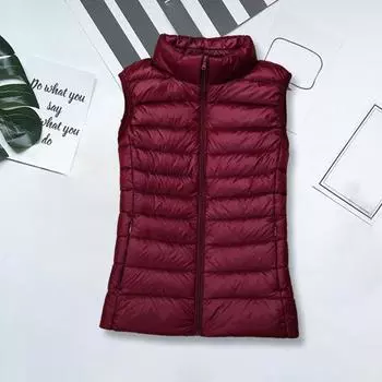 Женский зимний жилет, пуховый жилет, толстый однотонный жилет без рукавов с подкладкой, приталенный крой, застежка-молния, воротник-стойка, защита шеи, морозостойкое женское пальто 2XL хаки