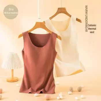 Женский зимний жилет с круглым вырезом и нагрудной подкладкой, бархат с двойным начесом, утолщенный немецкий бархат, бесшовное нижнее белье XXL легкие хаки