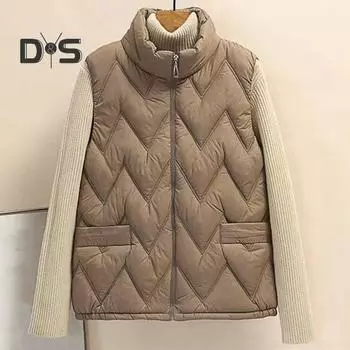 Женский зимний жилет с утолщенной подкладкой без рукавов, ветрозащитный воротник-стойка, удерживающий тепло, защита шеи, карманы, свободный кардиган, уличный жилет 3XL светло-серый