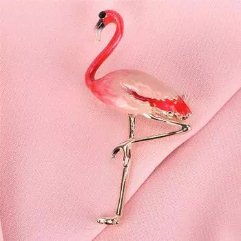 Женский значок, ювелирная брошь, аксессуары, красивая брошь с фламинго, булавка, эмалированная брошь на воротнике красный