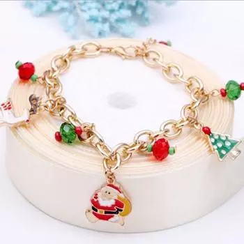 Женский золотой браслет Санта-Клаус, кулон-цепочка, браслет для девочек, вечерние свадебные украшения, Рождественский подарок золотистый