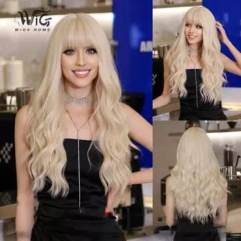 Женский золотой парик 64 см, длинные волосы, длинные вьющиеся волосы, полная шапочка, сетка из розовых волос, натуральный реалистичный парик из волос 64cm25.19inch чёрный