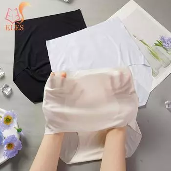 Женское эластичное нижнее белье из ледяного шелка с высокой талией, бесшовное хипстерское невидимое нижнее белье, трусики с контролем живота, трусики 2XL чёрный