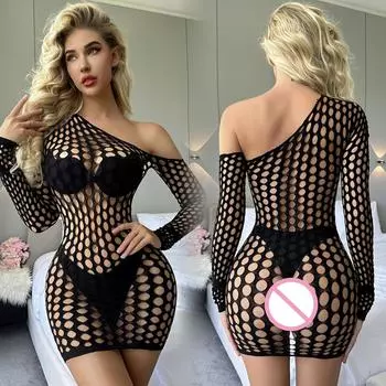 Женское эластичное облегающее платье в сетку, женское сексуальное сетчатое ажурное обтягивающее нижнее белье, эротическая сетчатая юбка, одежда для сна XXS
