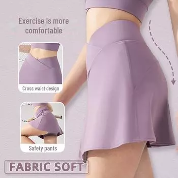 Женское эластичное теннисное платье с перекрестной талией, вшитыми шортами и карманом Size 10