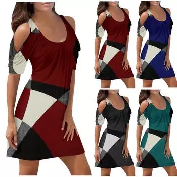 Женское элегантное и сексуальное платье с короткими рукавами и вырезом на два плеча L