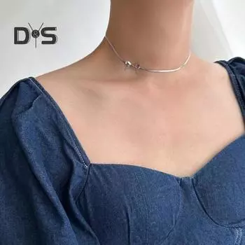 Женское элегантное колье-колье, кулон с бантом, регулируемая длина, короткое ожерелье, изысканный ювелирный подарок золотистый