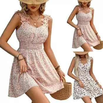 Женское элегантное кружевное платье с V-образным вырезом и цветочным узором в стиле пэчворк L белый