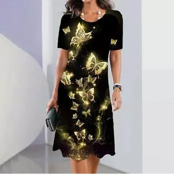 Женское элегантное платье макси с японской графикой, летнее, с коротким рукавом и круглым вырезом, в стиле Харадзюку, свободное, длинное пляжное платье 2XL